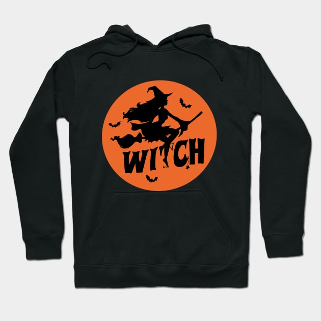 Witch on a broomstick Hoodie by FancyPen